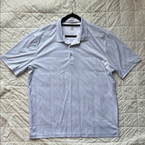 Greg Norman Collection White and Blue Patterned Polo Shirt